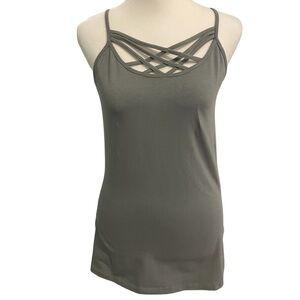 Maurices Gray Strappy Lattice Tank Top Size S